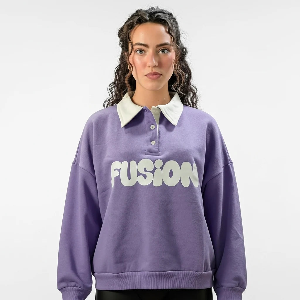 Fleece Polo Style Sweatshirt - FUSION