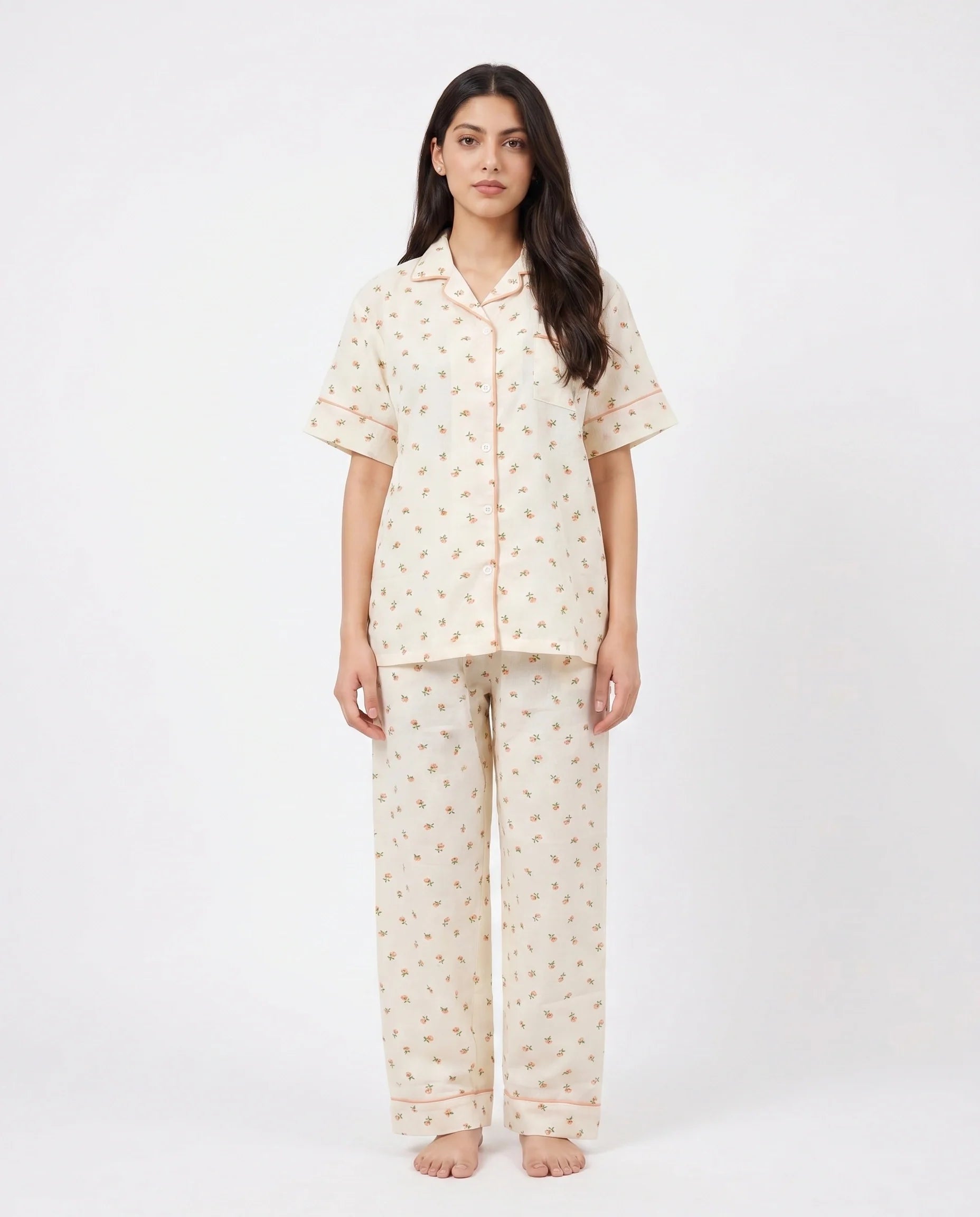 Summer Crinkled Pajama Suit - Flora
