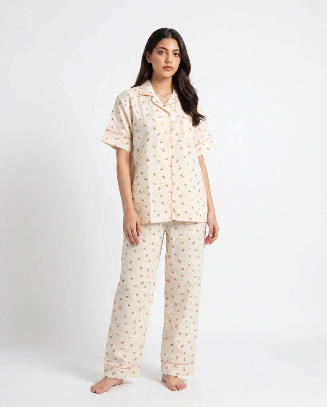Summer Crinkled Pajama Suit - Flora