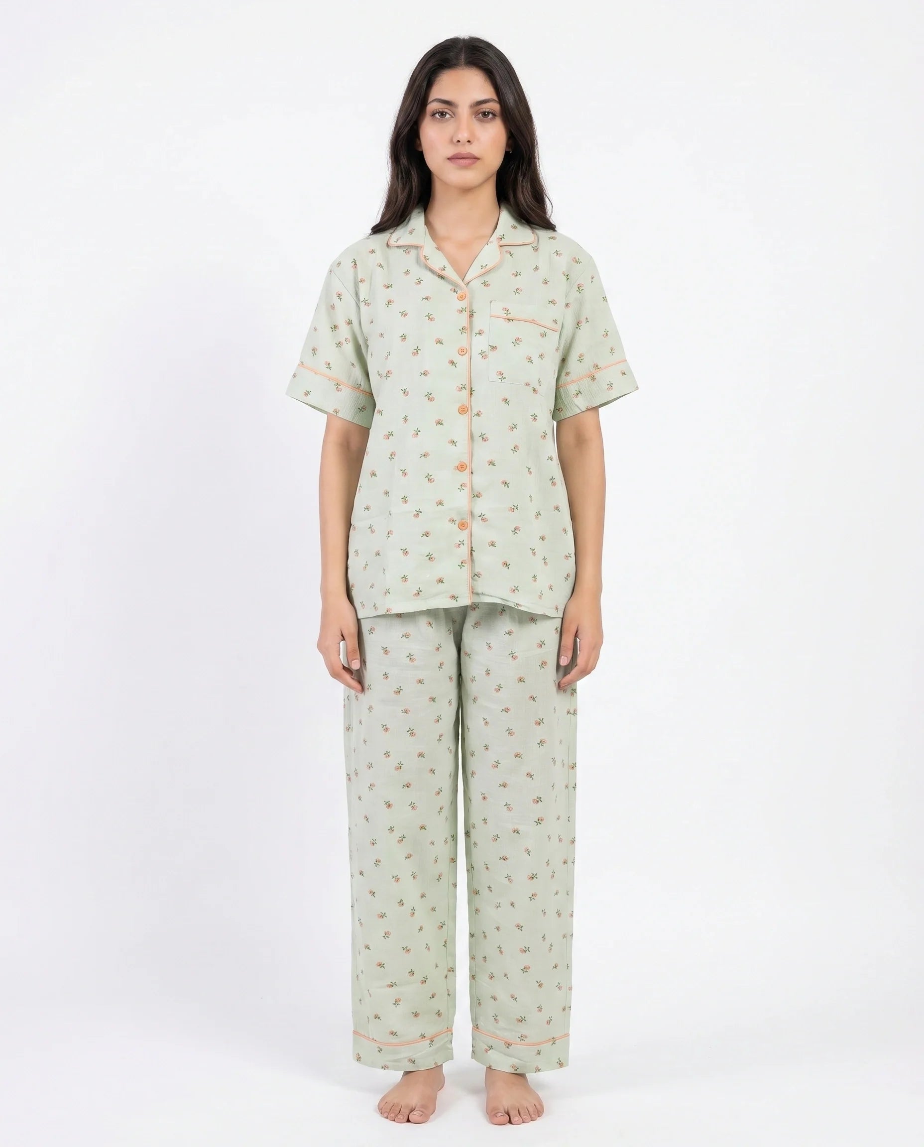 Summer Crinkled Pajama Suit - Flora