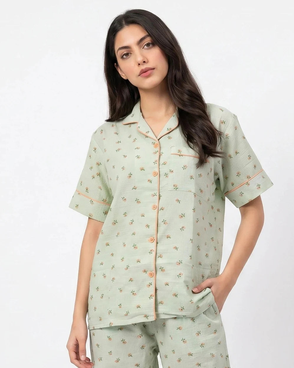 Summer Crinkled Pajama Suit - Flora