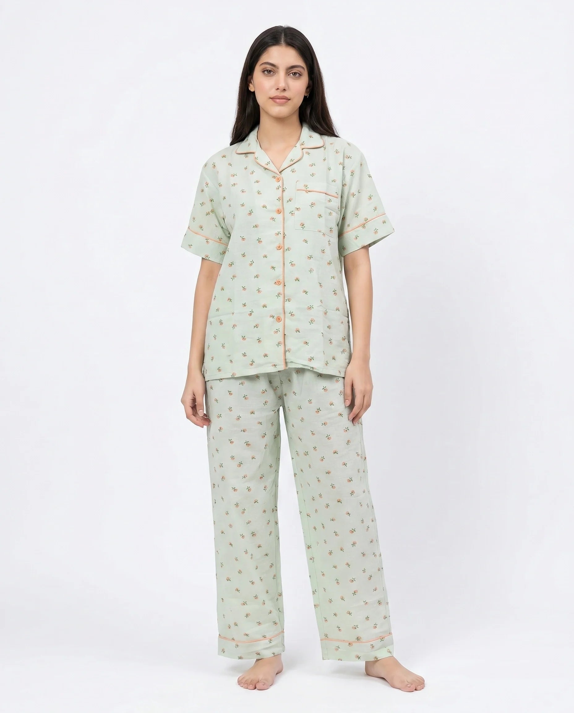 Summer Crinkled Pajama Suit - Flora