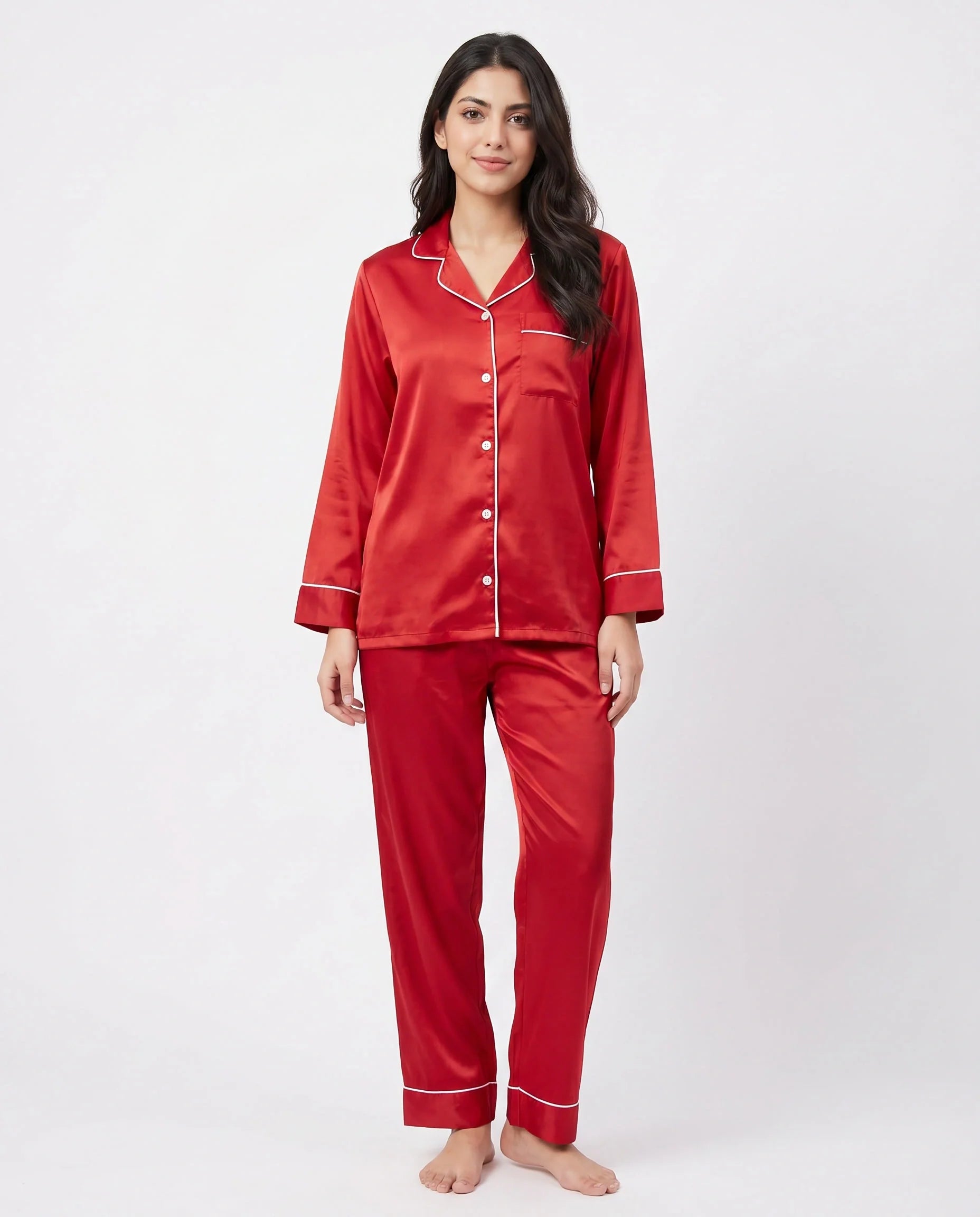 Satin Silk Pajama Suit - Noir