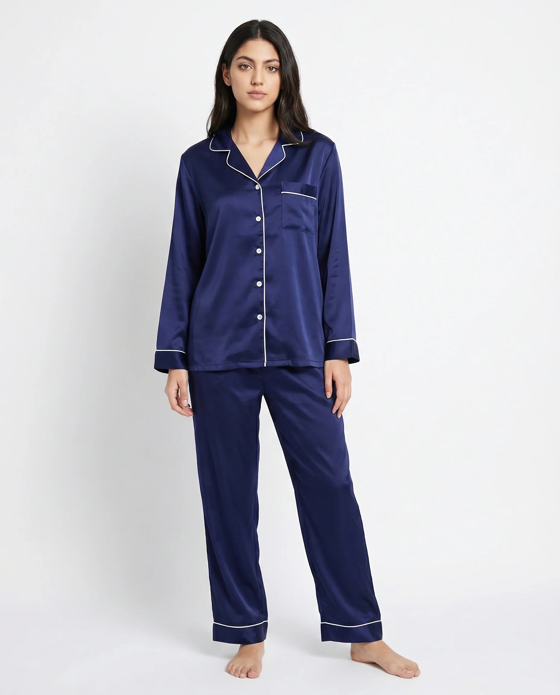 Satin Silk Pajama Suit - Noir