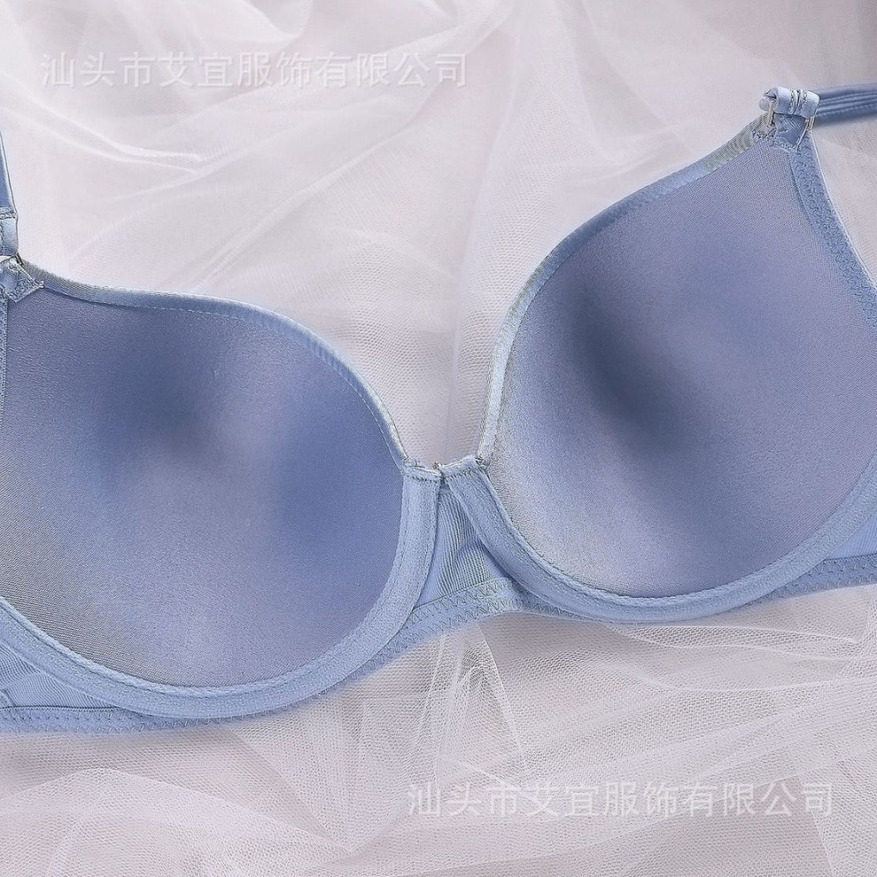 Ocean Whisper | Glossy Satin Sea Blue Bra Set